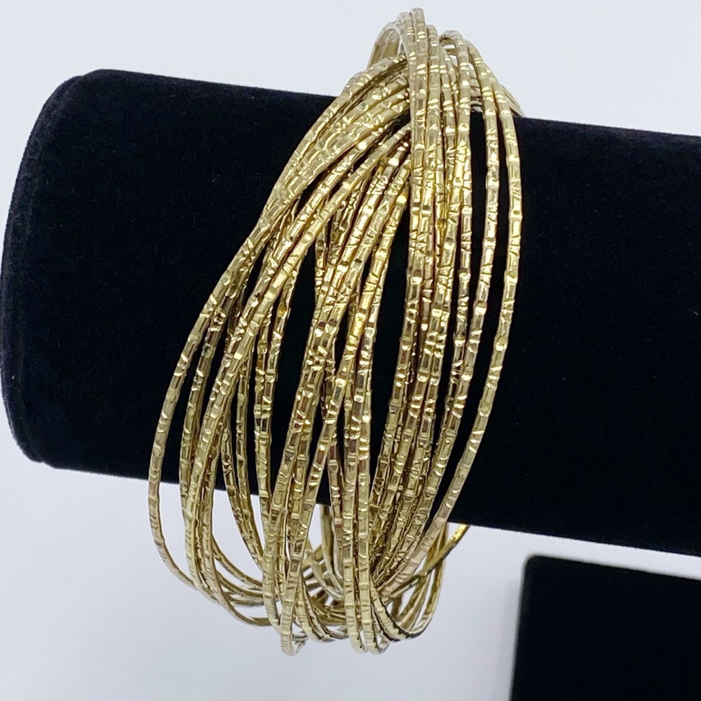Gold Tone Bangle Bracelets Interlocking